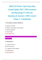 BIOS 252 Exam 2026-2027 QUESTIONS AND ANSWERS ALREADY GRADED A&plus;&period;&NewLine;100&percnt; Verified Solutions &vert; Updated Per Latest Guidelines &vert; Graded A&plus;