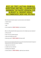 Accy 201 Test 2 Actual Exam All &NewLine;Questions And Well Elaborated &NewLine;Answers Top Rated Version For &NewLine;Already A&plus; Graded Highly &NewLine;Recommended &vert;New And Revised 