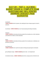 Accy 201 - Test 2 - Ole Miss &ndash; &NewLine;Burney Grade A&plus; Complete Exam &NewLine;Questions And 100&percnt; Verified &NewLine;Answers &lpar;2026&sol;2027&rpar; Pass &NewLine;Guarantee 