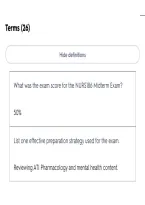 NURS186 Midterm Exam Reflection and Remediation Strategies for Nursing Students &ndash; Study Guide PDF