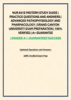 Nur 641E Midterm Study Guide &vert; Practice Questions And Answers &vert; Advanced Pathophysiology And Pharmacology &vert; Grand Canyon University Exam Preparation &vert; 100&percnt; Verified &vert; A&plus; Guarantee