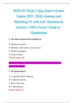 BIOS 252 Exam 2026-2027 QUESTIONS AND ANSWERS ALREADY GRADED A&plus;&period;&NewLine;100&percnt; Verified Solutions &vert; Updated Per Latest Guidelines &vert; Graded A&plus;