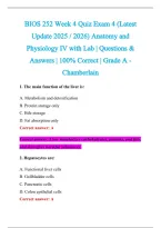 BIOS 252 Exam 2026-2027 QUESTIONS AND ANSWERS ALREADY GRADED A&plus;&period;&NewLine;100&percnt; Verified Solutions &vert; Updated Per Latest Guidelines &vert; Graded A&plus;
