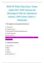 BIOS 252 Exam 2026-2027 QUESTIONS AND ANSWERS ALREADY GRADED A&plus;&period;&NewLine;100&percnt; Verified Solutions &vert; Updated Per Latest Guidelines &vert; Graded A&plus;