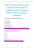 BIOS 252 Exam 2026-2027 QUESTIONS AND ANSWERS ALREADY GRADED A&plus;&period;&NewLine;100&percnt; Verified Solutions &vert; Updated Per Latest Guidelines &vert; Graded A&plus;