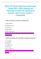 BIOS 252 Exam 2026-2027 QUESTIONS AND ANSWERS ALREADY GRADED A&plus;&period;&NewLine;100&percnt; Verified Solutions &vert; Updated Per Latest Guidelines &vert; Graded A&plus;