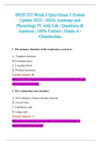 BIOS 252 Exam 2026-2027 QUESTIONS AND ANSWERS ALREADY GRADED A&plus;&period;&NewLine;100&percnt; Verified Solutions &vert; Updated Per Latest Guidelines &vert; Graded A&plus;