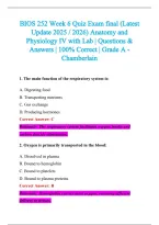 BIOS 252 Exam 2026-2027 QUESTIONS AND ANSWERS ALREADY GRADED A&plus;&period;&NewLine;100&percnt; Verified Solutions &vert; Updated Per Latest Guidelines &vert; Graded A&plus;