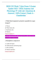 BIOS 252 Exam 2026-2027 QUESTIONS AND ANSWERS ALREADY GRADED A&plus;&period;&NewLine;100&percnt; Verified Solutions &vert; Updated Per Latest Guidelines &vert; Graded A&plus;