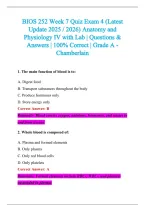BIOS 252 Exam 2026-2027 QUESTIONS AND ANSWERS ALREADY GRADED A&plus;&period;&NewLine;100&percnt; Verified Solutions &vert; Updated Per Latest Guidelines &vert; Graded A&plus;