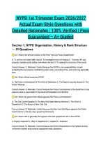 NYPD 1st Trimester Exam 2026&sol;2027 Actual Exam-Style Questions with Detailed Rationales &vert; 100&percnt; Verified &vert; Pass Guaranteed &ndash; A&plus; Graded