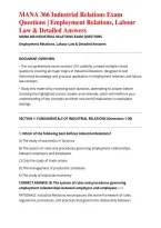 MANA 366 Industrial Relations Exam Questions &vert; Employment Relations&comma; Labour Law & Detailed Answers