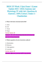BIOS 255 Exam 2026-2027 QUESTIONS AND ANSWERS ALREADY GRADED A&plus;&period;&NewLine;100&percnt; Verified Solutions &vert; Updated Per Latest Guidelines &vert; Graded A&plus;