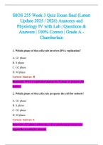 BIOS 255 Exam 2026-2027 QUESTIONS AND ANSWERS ALREADY GRADED A&plus;&period;&NewLine;100&percnt; Verified Solutions &vert; Updated Per Latest Guidelines &vert; Graded A&plus;