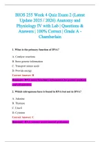 BIOS 255 Exam 2026-2027 QUESTIONS AND ANSWERS ALREADY GRADED A&plus;&period;&NewLine;100&percnt; Verified Solutions &vert; Updated Per Latest Guidelines &vert; Graded A&plus;