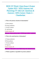 BIOS 255 Exam 2026-2027 QUESTIONS AND ANSWERS ALREADY GRADED A&plus;&period;&NewLine;100&percnt; Verified Solutions &vert; Updated Per Latest Guidelines &vert; Graded A&plus;