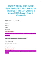 BIOS 255 Exam 2026-2027 QUESTIONS AND ANSWERS ALREADY GRADED A&plus;&period;&NewLine;100&percnt; Verified Solutions &vert; Updated Per Latest Guidelines &vert; Graded A&plus;