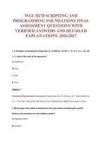 Wgu D278 Scripting And&NewLine;Programming Foundations Final&NewLine;Assessment Questions With&NewLine;Verified Answers And Detailed&NewLine;Explanations&period; 2026&sol;2027