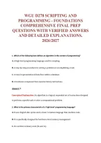 Wgu D278 Scripting And&NewLine;Programming - Foundations&NewLine;Comprehensive Final Prep&NewLine;Questions With Verified Answers&NewLine;And Detailed Explanations&period;&NewLine;2026&sol;2027