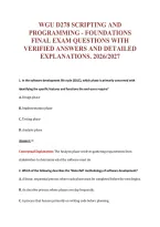 Wgu D278 Scripting And&NewLine;Programming - Foundations&NewLine;Final Exam Questions With&NewLine;Verified Answers And Detailed&NewLine;Explanations&period; 2026&sol;2027