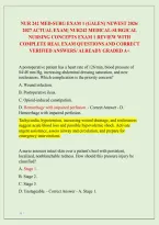 Nur 242 Med-Surg Exam 1 &lpar;Galen&rpar; Newest 2026&sol; &NewLine;2027 Actual Exam&vert; Nur242 Medical-Surgical &NewLine;Nursing Concepts Exam 1 Review With &NewLine;Complete Real Exam Questions And Correct &NewLine;Verified Answers&sol; Already Graded A&plus; 