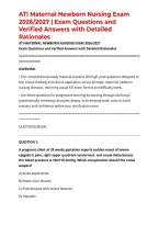 ATI Maternal Newborn Nursing Exam 2026&sol;2027 &vert; Exam Questions and Verified Answers with Detailed Rationales