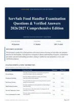 ServSafe Food Handler Examination Questions & Verified Answers 2026&sol;2027 Comprehensive Edition