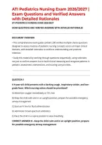ATI Pediatrics Nursing Exam 2026&sol;2027 &vert; Exam Questions and Verified Answers with Detailed Rationales