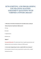 D278 Scripting And Programming&NewLine;Foundations Mastery&NewLine;Assessment Questions With&NewLine;Verified Answers 2026&sol;2027