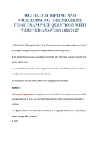 Wgu D278 Scripting And&NewLine;Programming - Foundations&NewLine;Final Exam Prep Questions With&NewLine;Verified Answers 2026&sol;2027