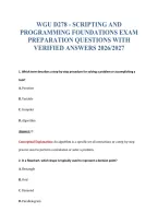 Wgu D278 - Scripting And&NewLine;Programming Foundations Exam&NewLine;Preparation Questions With&NewLine;Verified Answers 2026&sol;2027