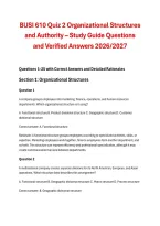BUSI 610 Quiz 2 &ndash; Organizational Structures and Authority &vert; Study Guide Questions and Answers with Detailed Rationales &vert; Liberty University 2026&sol;2027