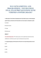 Wgu D278 Scripting And&NewLine;Programming - Foundations&NewLine;Final Exam Prep Questions With&NewLine;Verified Answers 2026&sol;2027