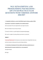 Wgu D278 Scripting And&NewLine;Programming Foundations -&NewLine;Advanced Practice Exam&NewLine;Questions With Verified Answers&NewLine;2026&sol;2027