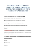 Wgu D278 Final Exam Prep -&NewLine;Scripting And Programming&NewLine;Foundations Questions With&NewLine;Verified Answers 2026&sol;2027