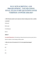 Wgu D278 Scripting And&NewLine;Programming - Foundations&NewLine;Final Exam Guide Questions With&NewLine;Verified Answers 2026&sol;2027