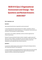 BUSI 610 Quiz 3 &ndash; Organizational Environment and Change &vert; Practice Test Questions and Answers with Detailed Rationales &vert; Liberty University 2026&sol;2027