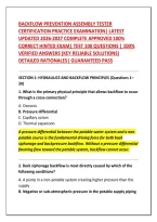 Backflow Prevention Assembly Tester&NewLine;Certification Practice Examination&vert; Latest&NewLine;Updated 2026-2027 Complete Approved 100&percnt;&NewLine;Correct Hinted Exam&vert; Test 100 Questions &vert; 100&percnt;&NewLine;Verified Answers &lpar;Key Reliable Solutions&rpar;&NewLine;Detailed Rationales&vert; Guaranteed Pass&NewLine;