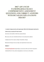 D027 Advanced&NewLine;Pathopharmacology&NewLine;Comprehensive Assessment&NewLine;Questions And Correct Answers&NewLine;With Detailed Explanations&NewLine;2026&sol;2027