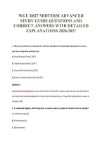 Wgu D027 Midterm Advanced&NewLine;Study Guide Questions And&NewLine;Correct Answers With Detailed&NewLine;Explanations 2026&sol;2027