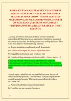 Pshra Scp Exam And Practice Exam Newest &NewLine;2026&sol; 2027 Test Bank&vert; Public Sector Human &NewLine;Resources Association &ndash; Senior Certified &NewLine;Professional &lpar;Scp&rpar; Exam Prep With Complete &NewLine;300 Real Exam Questions And Correct &NewLine;Verified Answers&sol; Already Graded A&plus; &lpar;Most 