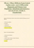 NR 511 Midterm Exam Q&A 2026&sol;2027 &vert; Differential Diagnosis