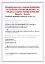 Managerial Accounting &ndash; Chapter 2&colon; Cost Concepts&comma; &NewLine;Decision Making & Exam Review Notes&lbrack;MA-CH2&NewLine;2026&sol;2027&rsqb; &ndash; Questions & Verified Answers with &NewLine;Rationales &ndash; Grade A&plus;