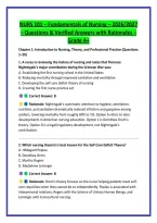 NURS 101 &ndash; Fundamentals of Nursing &ndash; 2026&sol;2027 &ndash; Questions & Verified Answers with Rationales &ndash; &NewLine;Grade A&plus;