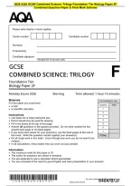 2026 AQA GCSE Combined Science&colon; Trilogy Foundation Tier Biology Paper 2F&NewLine;Combined Question Paper & Final Mark Scheme