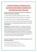 Certified General Appraiser Exam &NewLine;Questions And Correct Answer With &NewLine;Explanation Latest 2025 2026 