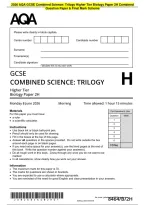 2026 AQA GCSE Combined Science&colon; Trilogy Higher Tier Biology Paper 2H Combined&NewLine;Question Paper & Final Mark Scheme