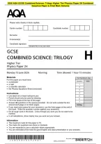 2026 AQA GCSE Combined Science&colon; Trilogy Higher Tier Physics Paper 2H Combined&NewLine;Question Paper & Final Mark Scheme