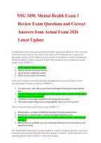  NSG 3450&period; Mental Health Exam 1 Review Exam Questions and Correct Answers from Actual Exam 2026 Latest Update