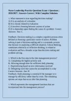 Nurse Leadership Practice Questions Exam 1 Questions &vert; 2026&sol;2027 &vert; Answers Correct &vert; With Complete Solutions